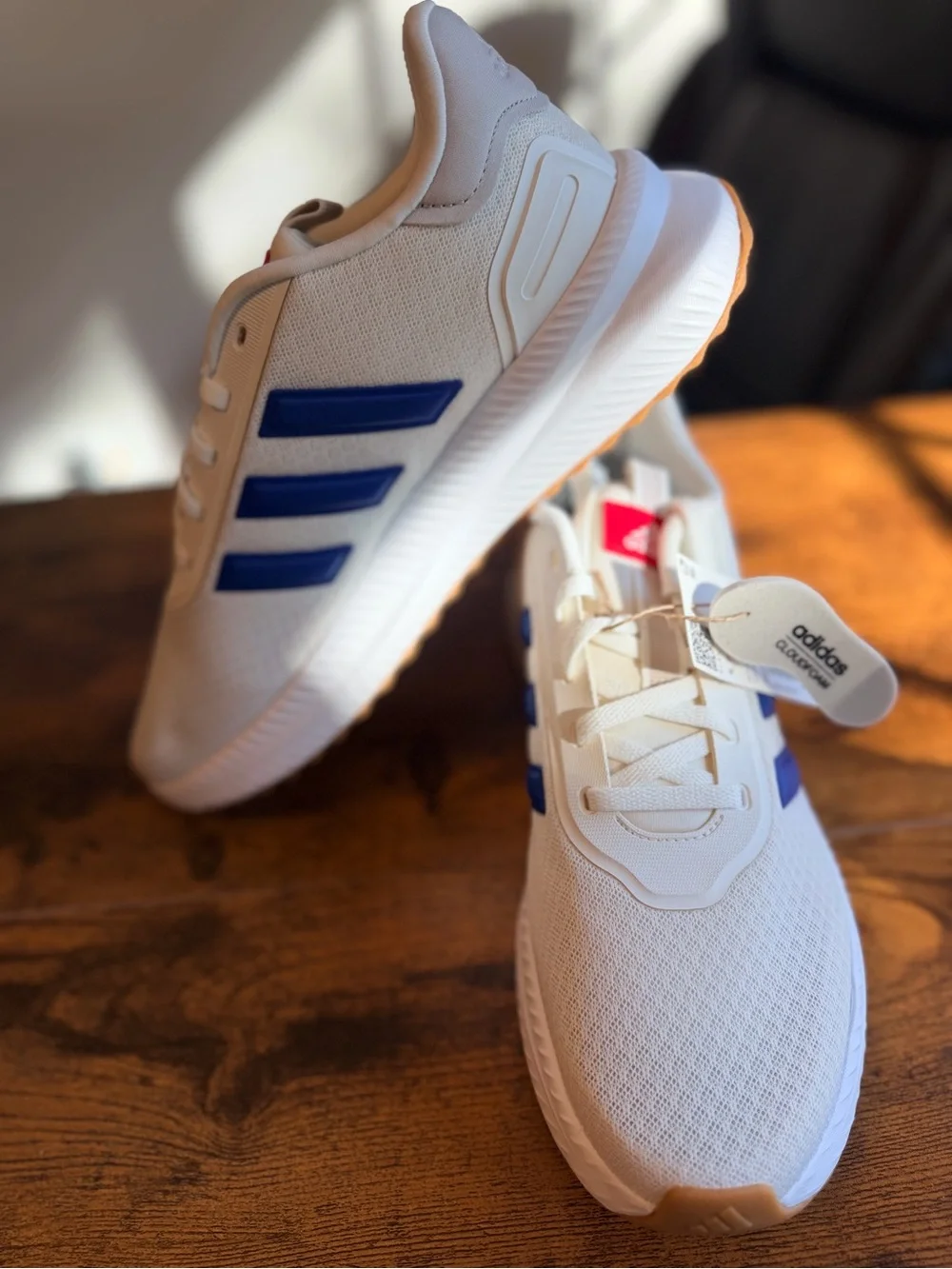 Adidas White & Blue Running Shoes 9M/10W